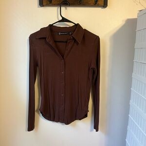 Newyork‎ & Co. burgundy button up women’s shirt